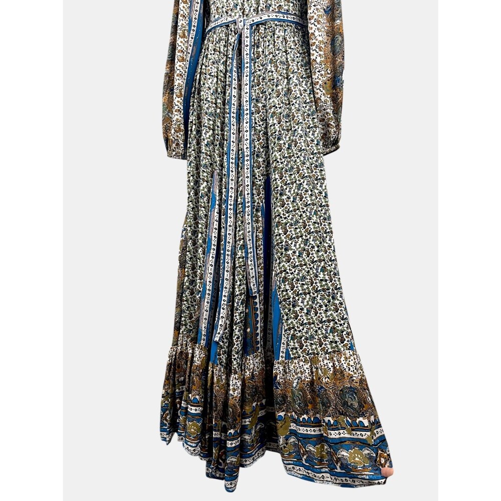 Free People Happy Feelings Maxi Dress Boho Prairie Floral Tassels Border Print S - Picture 9 of 16